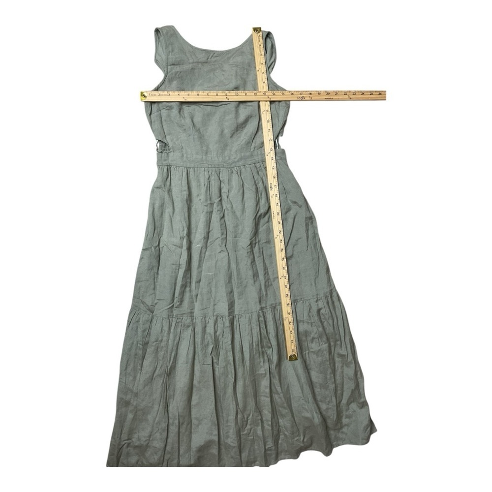 Japna Green Sleeveless Midi Dress Smocked Waist Open Back Tie - Picture 6 of 6
